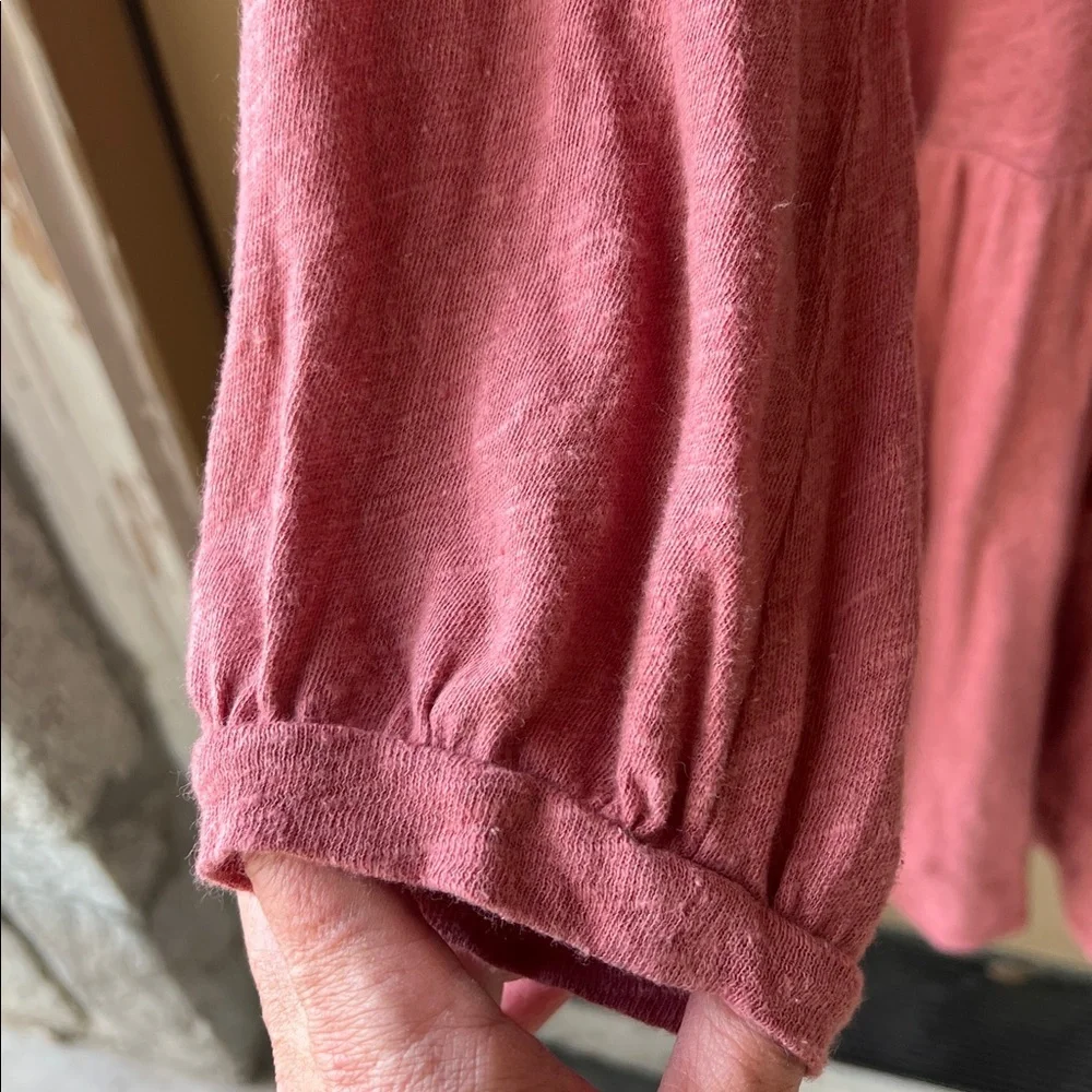 Free People Beach XS Oversized Mauve Linen Blend Drop Waist Shirt Dress